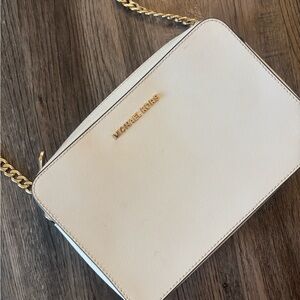 Michael Kors Cream Crossbody Bag with Gold Chain